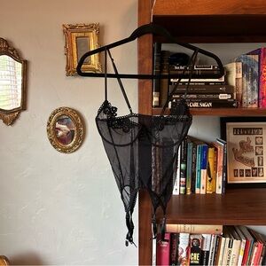 Vintage Frederick’s of Hollywood mesh lingerie with garter straps